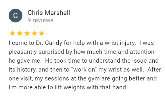 chris 5 star review about wrist pain