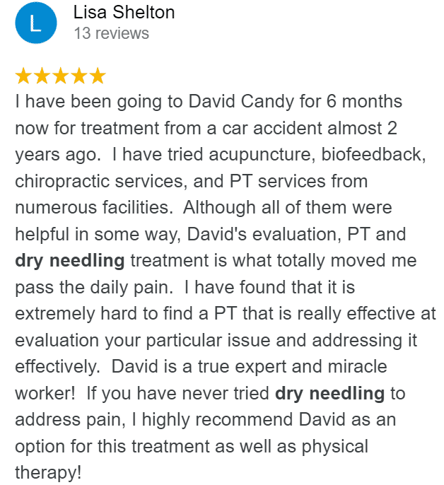 Google review about dry needling and physical therapy