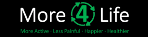 More 4 Life Logo (White and Green on Black with small text)