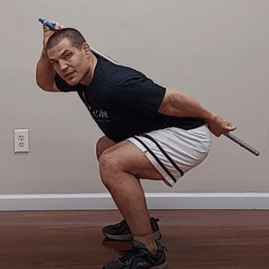 Sit back squats are good glute strengthening exercises for knee pain