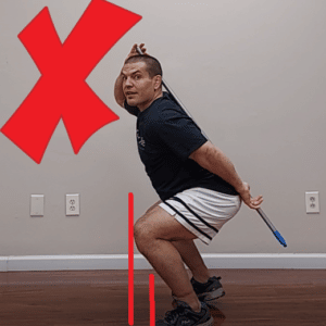 knees in front of toes with squats