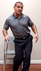 Walking with a cane for aerobic exercis for arthritis of the hip