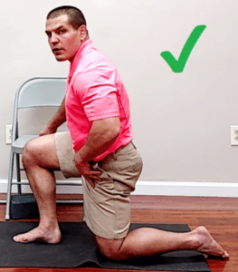 kneeling hip flexor stretch for lower back pain and hip mobility (correct)
