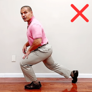 If you're doing the lunge as a glute strength exercise, you don't want too much weight on your toes.