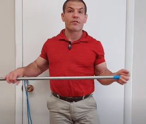 Shoulder external rotation exercise with stick