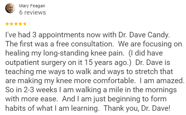 Mary F - Google Review knee pain