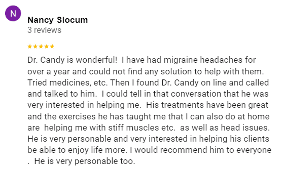 Nancy S - Google Review about migraine headaches