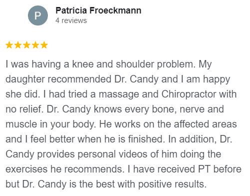 Pat F- Google Review about knee and shoulder pain