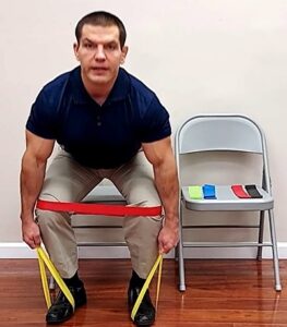Resistance Band Exercise For Legs - Squat With 3 Bands