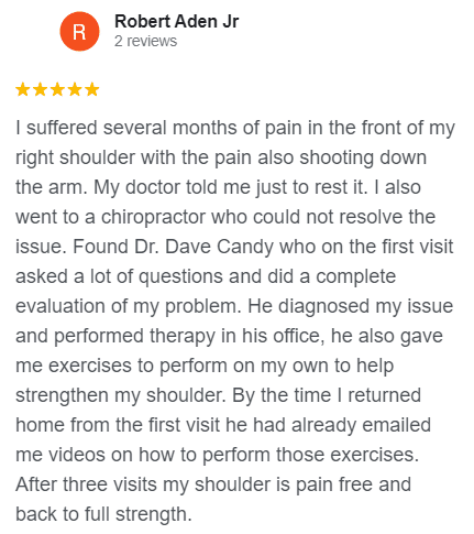 Robert - shoulder pain Google review
