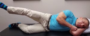 Sidelying leg lift exercise (clamshell level 3)