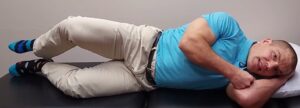 Sidelying leg lift exercise knee bent (clamshell level 2)