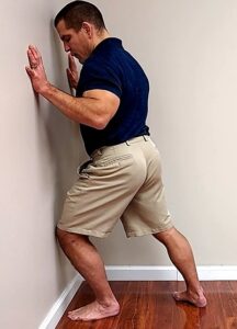 knee to wall test for tight calves (soleus)