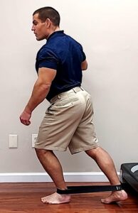 ankle dorsiflexion mobilization with band can help relieve knee arthritis pain when standing up