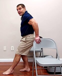 single leg minisquat slide exercise for difficulty walking down stairs