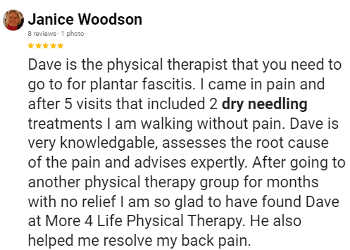 Jan W - Google review about plantar fasciitis and dry needling