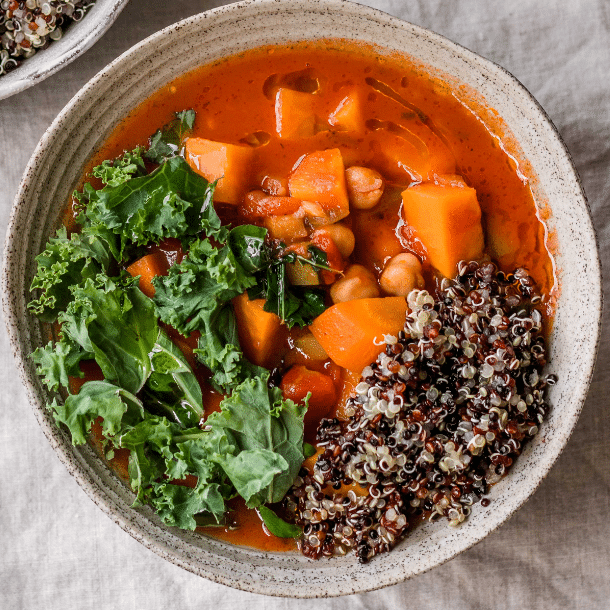 Chickpea Stew With Quinoa Sweet Potato and Kale